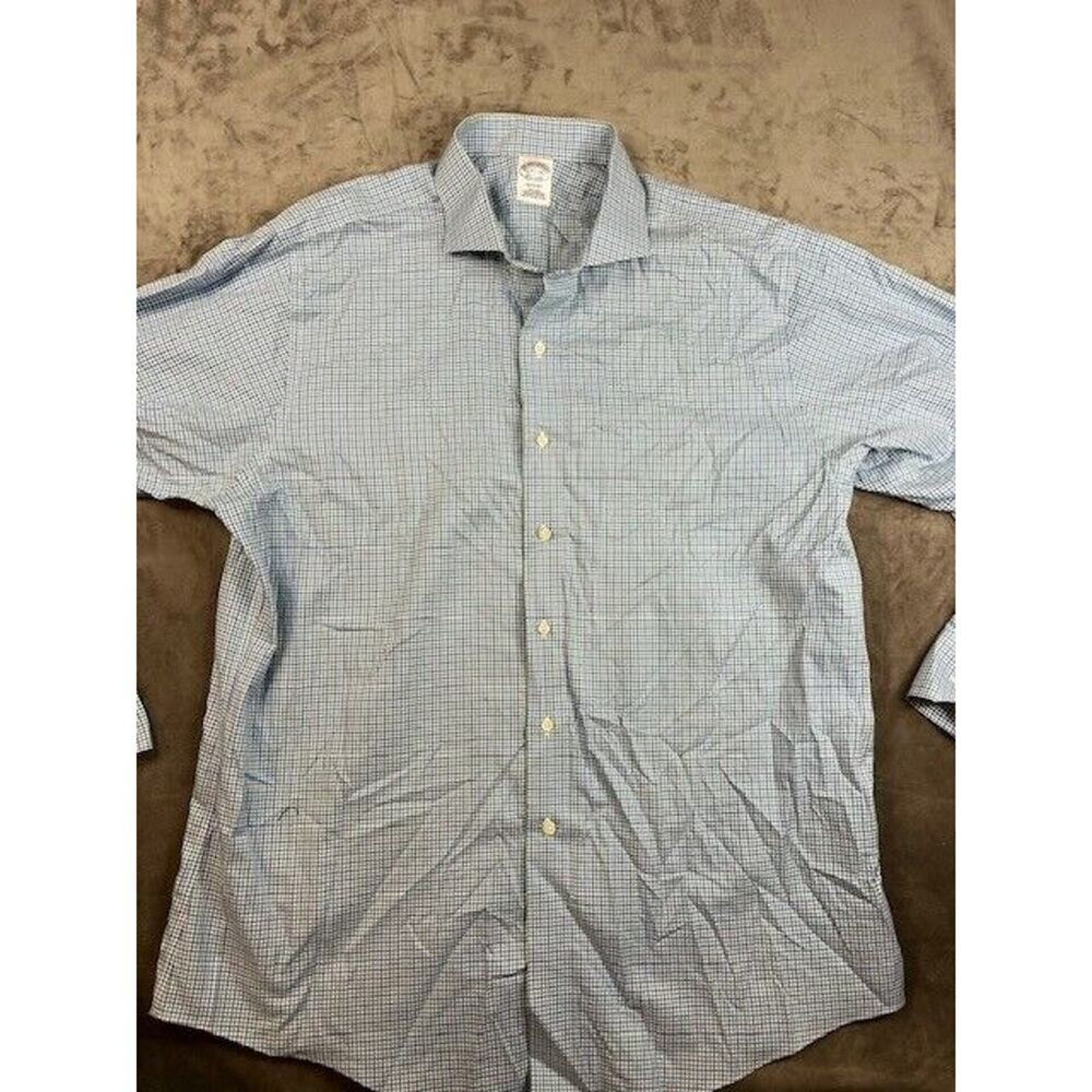 Brooks Brothers Regent Fit Non Iron Supima Dress Shirt 17.5 - 36 Blue